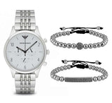  Shop Authentic Emporio Armani Classic Chronograph Silver Dial Silver Steel Strap Watch For Men - AR1879 - Luxxuri