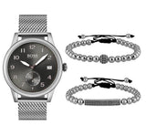  Shop Authentic Hugo Boss Legacy Grey Dial Silver Mesh Bracelet Watch for Men - 1513673 - Luxxuri