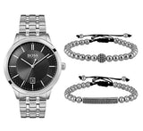  Shop Authentic Hugo Boss Officer Black Dial Silver Steel Strap Watch for Men - 1513614 - Luxxuri
