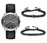  Shop Authentic Burberry The City Grey Dial Black Leather Strap Watch for Men - BU9359 - Luxxuri