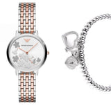  Shop Authentic Emporio Armani Silver Sunray Dial Two Tone Steel Strap Watch For Women - AR11113 - Luxxuri