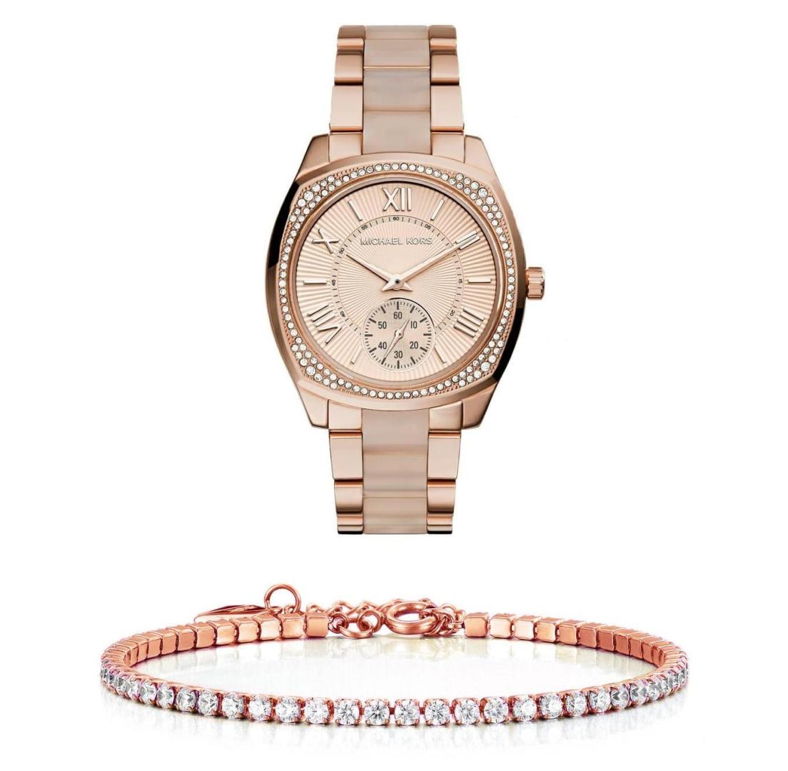  Shop Authentic Michael Kors Bryn Rose Gold Dial Two Tone Steel Strap Watch for Women - MK6135 - Luxxuri