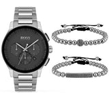  Shop Authentic Hugo Boss Peak Black Dial Silver Steel Strap Watch for Men - 1513762 - Luxxuri