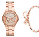  Shop Authentic Michael Kors Lennox Three Hand Rose Gold Dial Rose Gold Steel Strap Watch For Women - MK7230 - Luxxuri