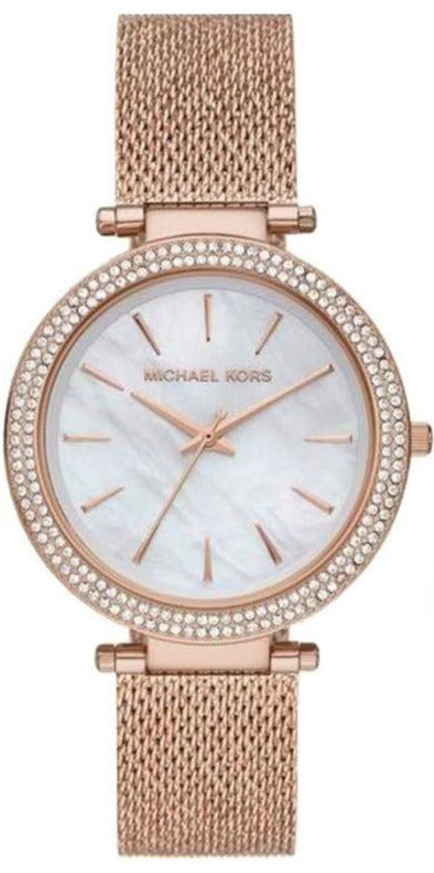  Shop Authentic Michael Kors Darci Quartz Mother of Pearl White Dial Rose Gold Mesh Bracelet Watch For Women - MK4519 - Luxxuri