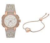 Shop Authentic Michael Kors Sidney Chronograph White Dial Beige Leather Strap Watch For Women - MK6949 - Luxxuri
