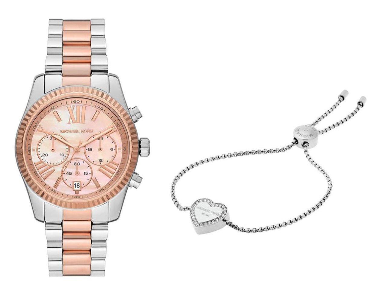  Shop Authentic Michael Kors Lexington Chronograph Rose Gold Dial Two Tone Steel Strap Watch For Women - MK7219 - Luxxuri