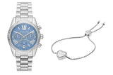  Shop Authentic Michael Kors Lexington Chronograph Blue Dial Silver Steel Strap Watch For Women - MK7215 - Luxxuri