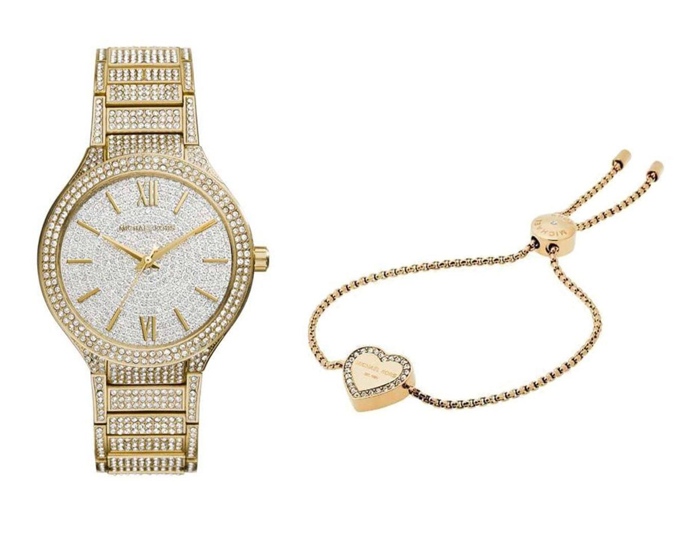  Shop Authentic Michael Kors Kerry Crystals Gold Dial Gold Steel Strap Watch For Women - MK3360 - Luxxuri