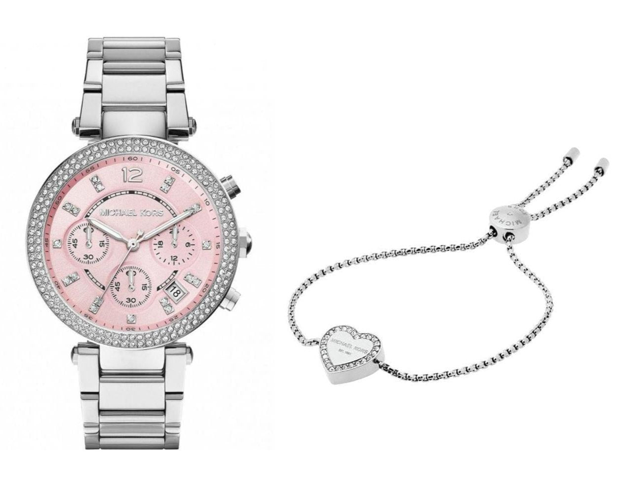  Shop Authentic Michael Kors Parker Chronograph Pink Dial Silver Steel Strap Watch For Women - MK6105 - Luxxuri