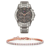  Shop Authentic Tommy Hilfiger Haven Chronograph Quartz Grey Dial Grey Steel Strap Watch For Women - 1782196 - Luxxuri