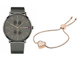  Shop Authentic Tommy Hilfiger Jenna Multifunction Grey Dial Grey Mesh Bracelet Watch For Women - 1781945 - Luxxuri