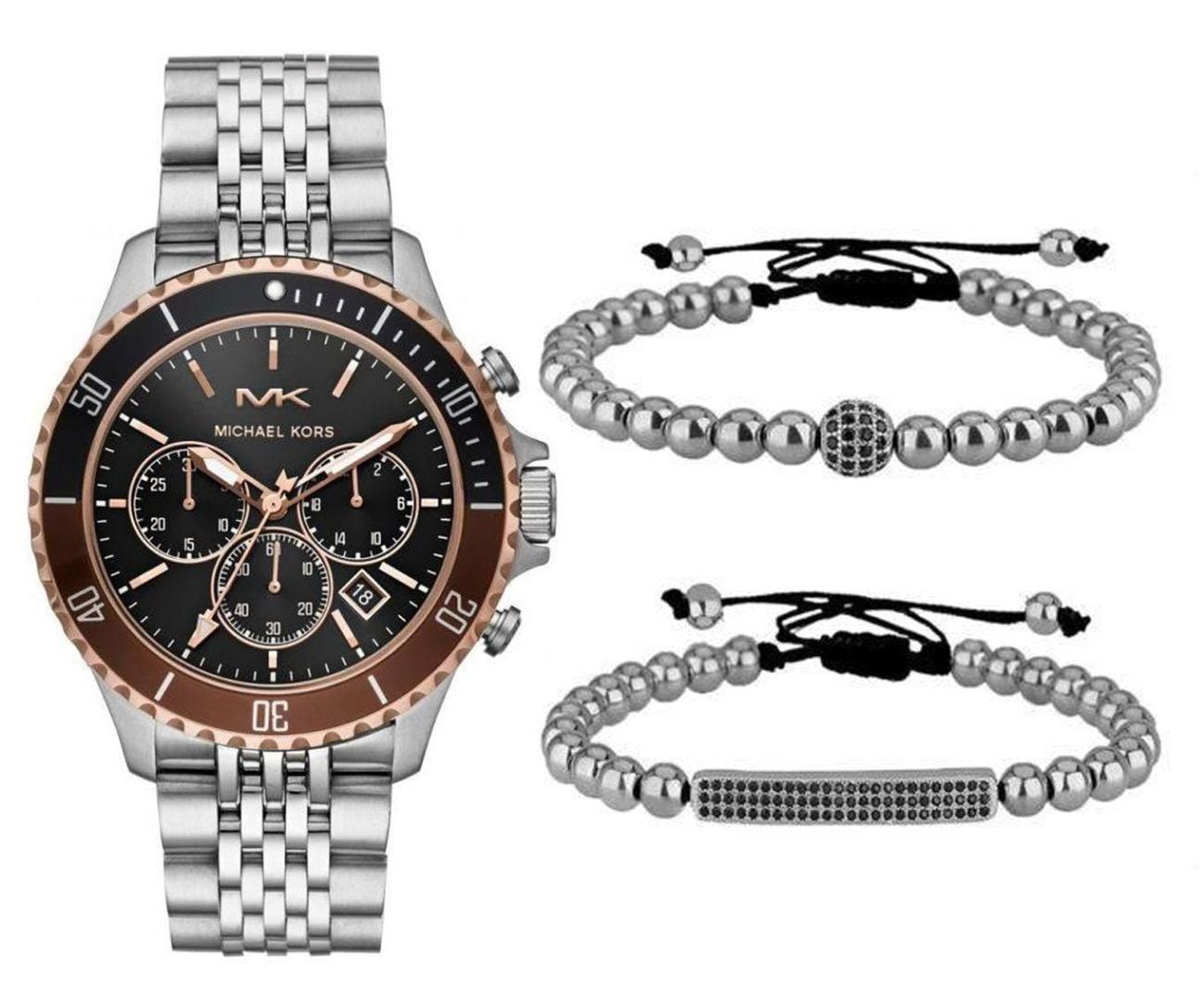  Shop Authentic Michael Kors Bayville Chronograph Black Dial Silver Steel Strap Watch For Men - MK8725 - Luxxuri