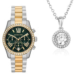  Shop Authentic Michael Kors Lexington Chronograph Green Dial Two Tone Steel Strap Watch For Women - MK7303 - Luxxuri