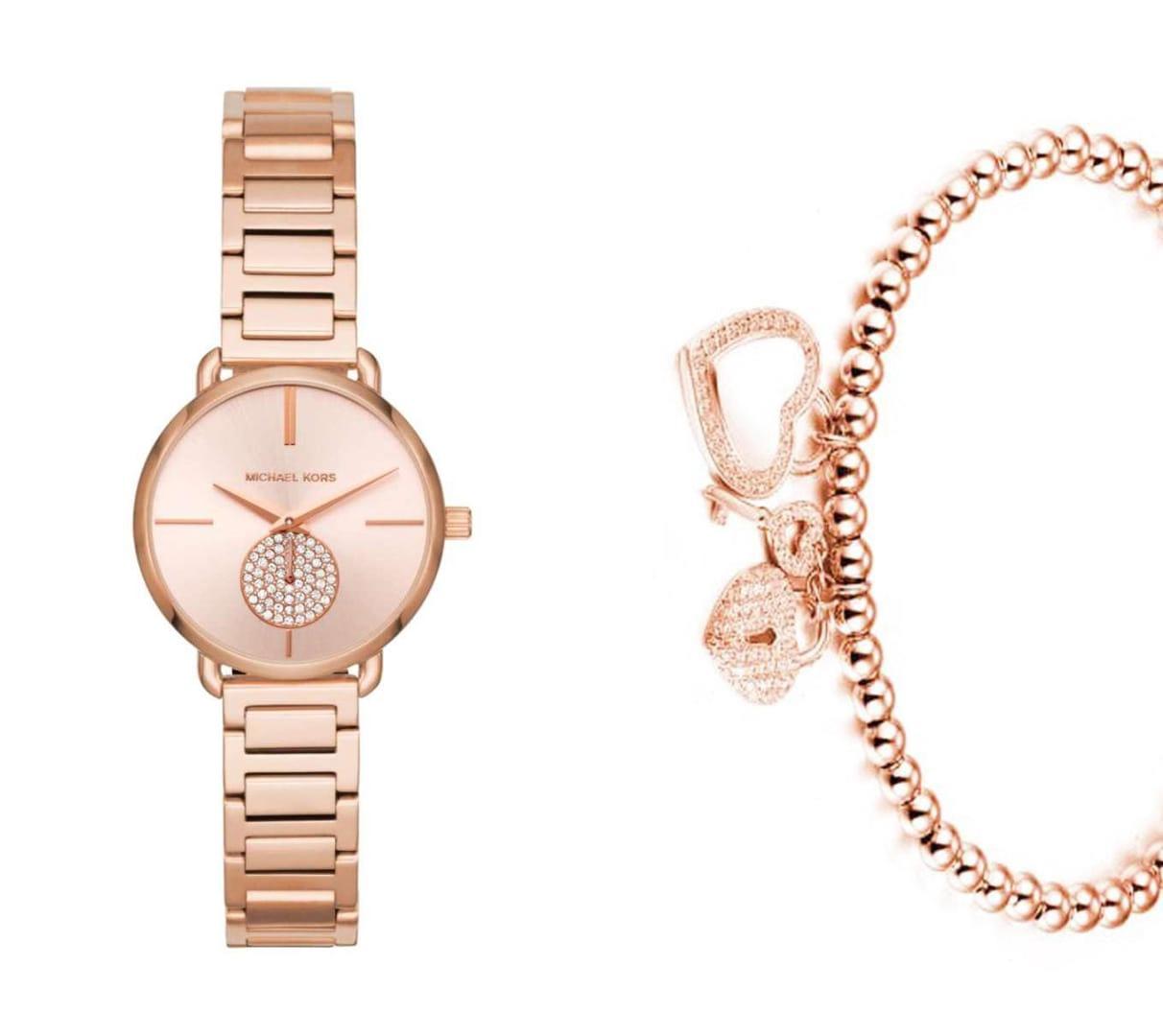  Shop Authentic Michael Kors Portia Analog Quartz Rose Gold Dial Rose Gold Steel Strap Watch For Women - MK3839 - Luxxuri