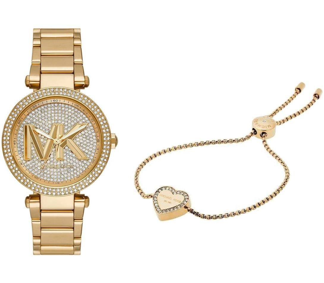  Shop Authentic Michael Kors Parker Analog Crystals Gold Dial Gold Steel Strap Watch For Women - MK7283 - Luxxuri