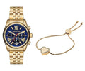  Shop Authentic Michael Kors Lexington Chronograph Blue Dial Gold Steel Strap Watch For Women - MK6206 - Luxxuri