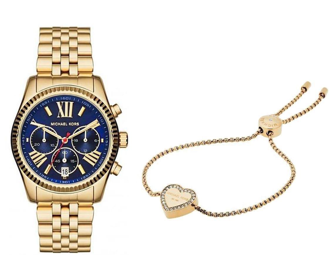  Shop Authentic Michael Kors Lexington Chronograph Blue Dial Gold Steel Strap Watch For Women - MK6206 - Luxxuri