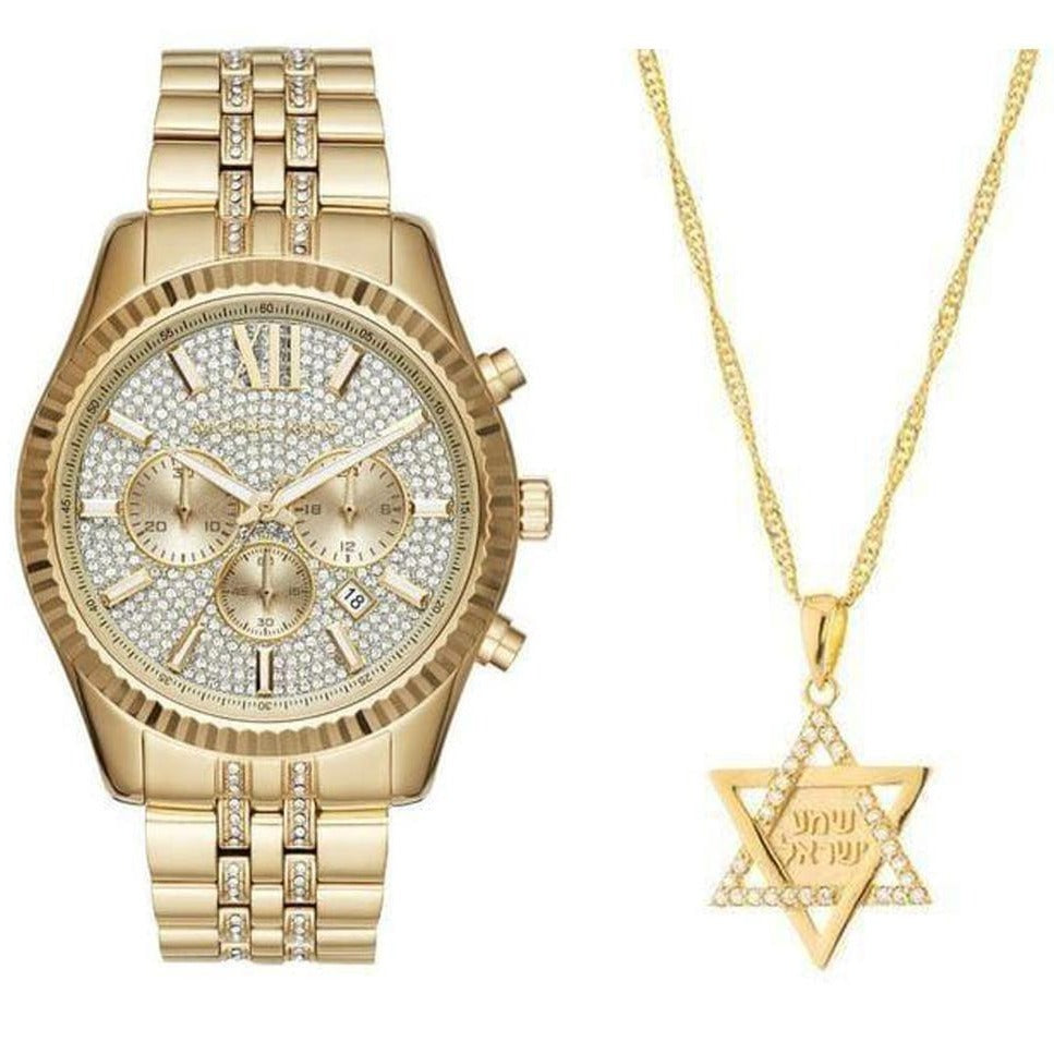  Shop Authentic Michael Kors Lexington Chronograph Gold Dial Gold Steel Strap Watch For Men - MK8579 - Luxxuri