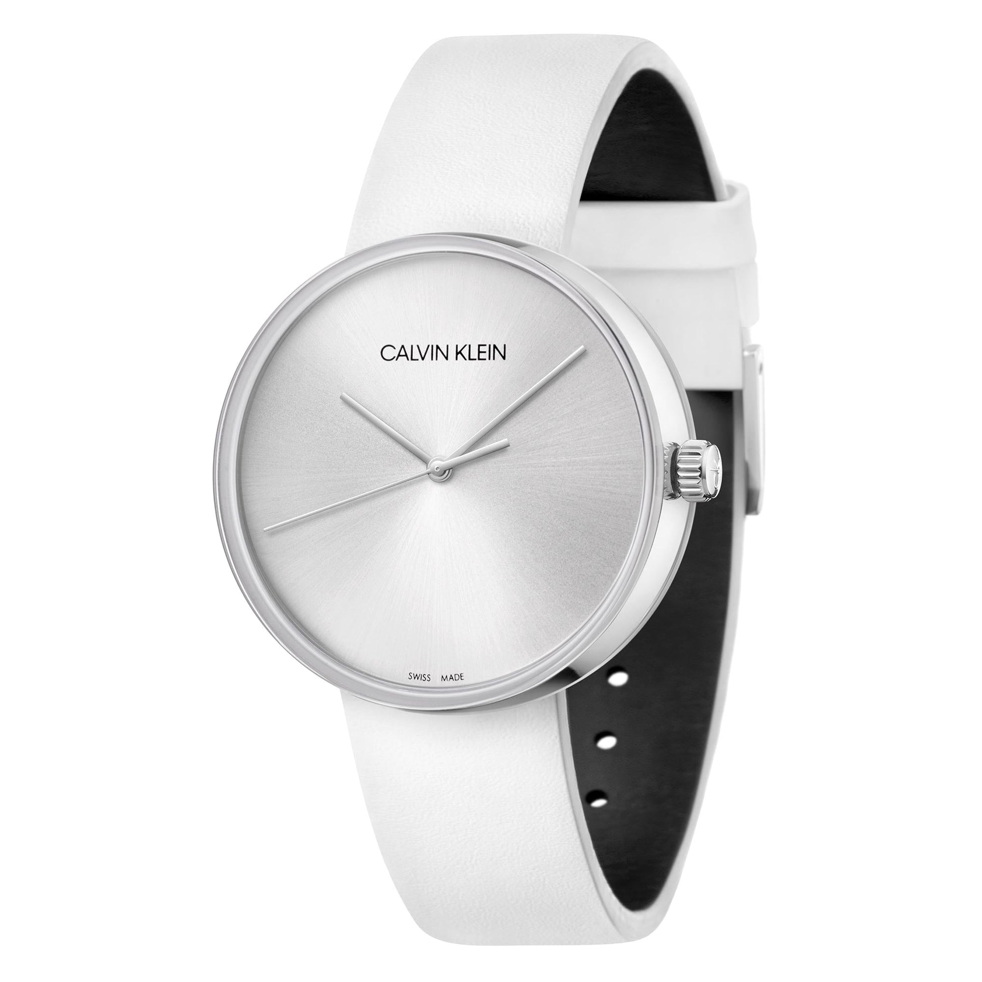  Shop Authentic Calvin Klein Full Moon White Dial White Leather Strap Watch for Women - K8Y231L6 - Luxxuri