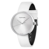  Shop Authentic Calvin Klein Full Moon White Dial White Leather Strap Watch for Women - K8Y231L6 - Luxxuri