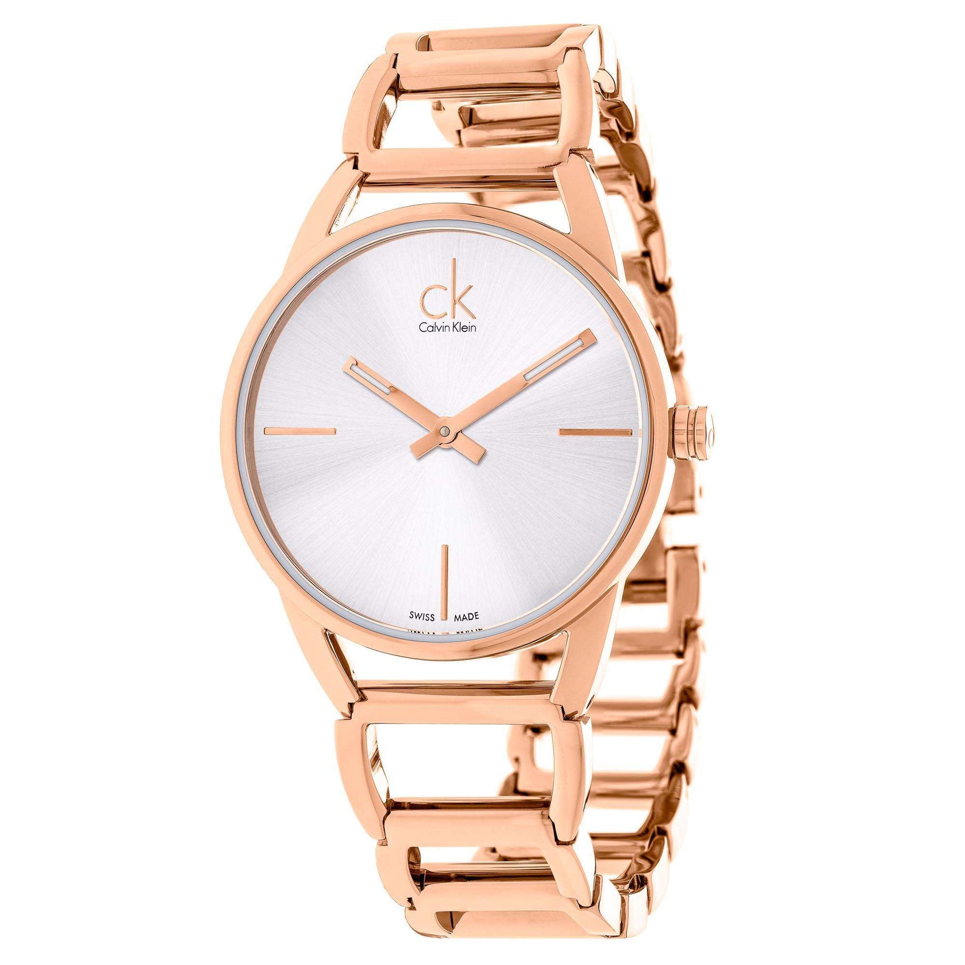  Shop Authentic Calvin Klein Stately White Dial Rose Gold Steel Strap Watch for Women - K3G23626 - Luxxuri