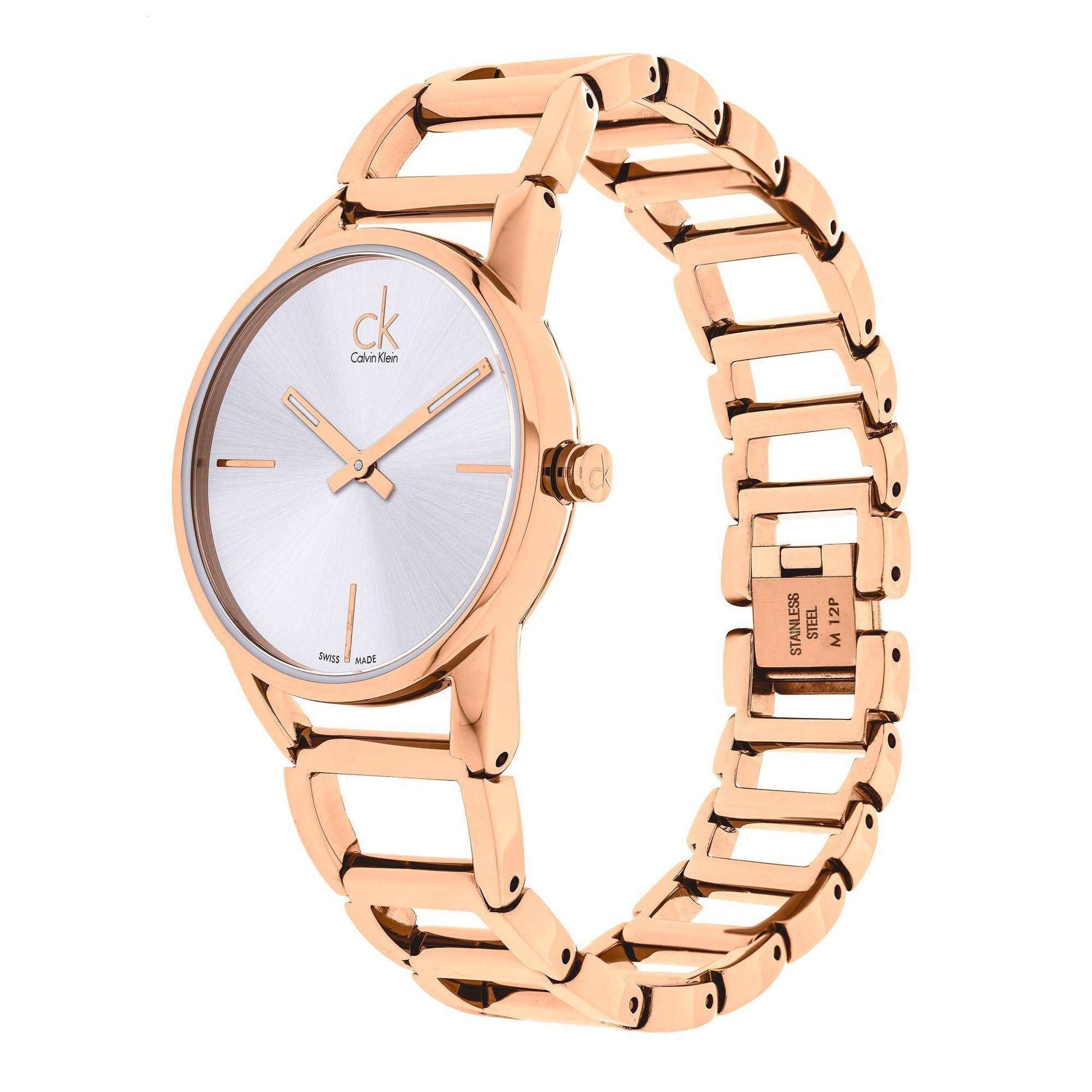  Shop Authentic Calvin Klein Stately White Dial Rose Gold Steel Strap Watch for Women - K3G23626 - Luxxuri