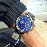  Shop Authentic Emporio Armani Mario Chronograph Blue Dial Grey Steel Strap Watch For Men - AR80045 - Luxxuri