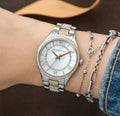  Shop Authentic Michael Kors Lauryn Quartz Mother of Pearl White Dial Two Tone Steel Strap Watch For Women - MK4366 - Luxxuri