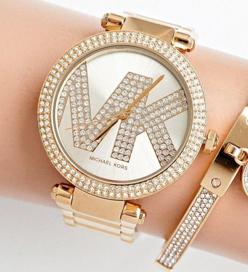  Shop Authentic Michael Kors Parker Pave Gold Dial Gold Steel Strap Watch for Women - MK6659 - Luxxuri