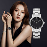  Shop Authentic Daniel Wellington Iconic Link Black Dial Silver Steel Strap Watch For Women - DW00100206 - Luxxuri