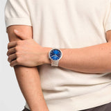  Shop Authentic Armani Exchange Nico Quartz Blue Dial Two Tone Steel Strap Watch For Men - AX2332 - Luxxuri