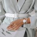  Shop Authentic Daniel Wellington Iconic Link White Dial Rose Gold Steel Strap Watch For Women - DW00100211 - Luxxuri