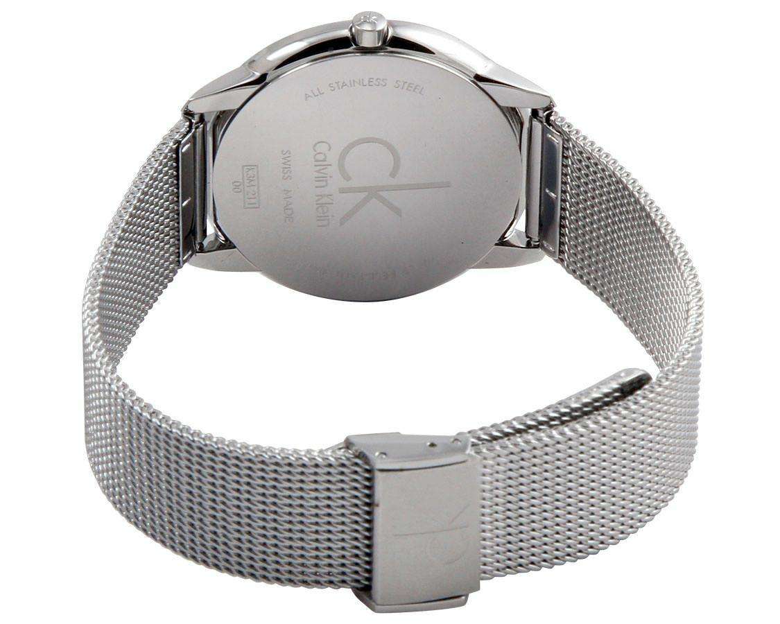  Shop Authentic Calvin Klein Minimal White Dial Silver Mesh Bracelet Watch for Men - K3M22126 - Luxxuri