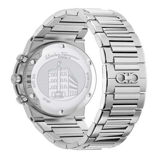 Salvatore Ferragamo Sapphire Chrono Green Dial Silver Steel Strap Watch for Men - SFME00421