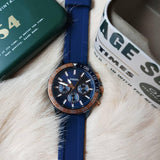  Shop Authentic Fossil Bannon Multifunction Blue Dial Blue Silicone Strap Watch for Men - BQ2498 - Luxxuri