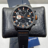  Shop Authentic Tommy Hilfiger Trent Multifunction Black Dial Black Leather Strap Watch for Men - 1791136 - Luxxuri