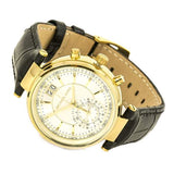  Shop Authentic Michael Kors Sawyer Champagne Dial Black Leather Strap Watch for Women - MK2433 - Luxxuri