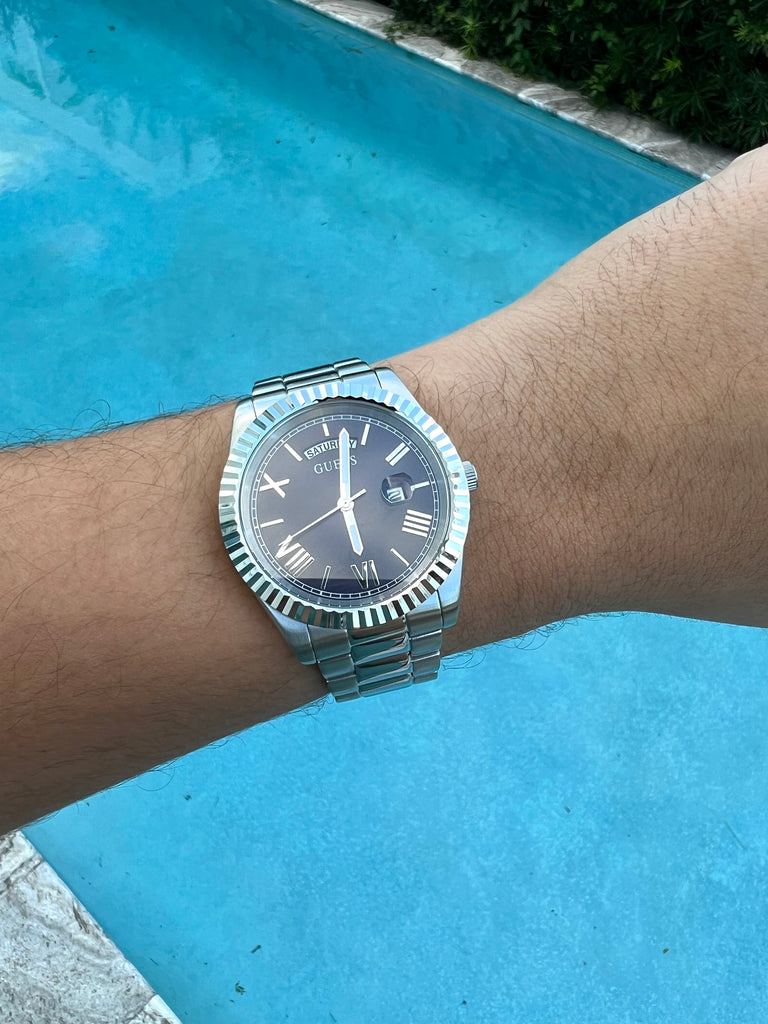  Shop Authentic Guess Connoisseur Black Dial Silver Steel Strap Watch for Men - GW0265G1 - Luxxuri