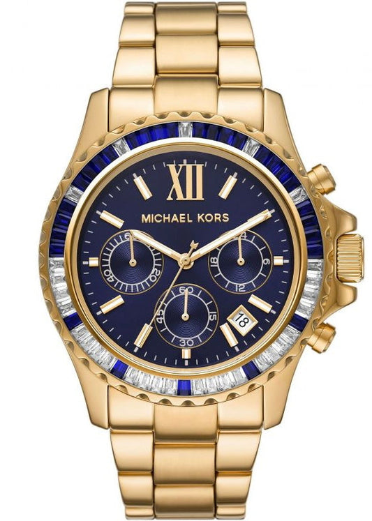  Shop Authentic Michael Kors Everest Chronograph Blue Dial Gold Steel Strap Watch for Women - MK5754 - Luxxuri