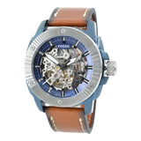  Shop Authentic Fossil Modern Machine Automatic Skeleton Silver Dial Brown Leather Strap Watch for Men - ME3135 - Luxxuri