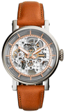  Shop Authentic Fossil Boyfriend Automatic Skeleton Silver Dial Brown Leather Strap Watch for Women - ME3109 - Luxxuri