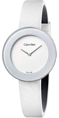  Shop Authentic Calvin Klein Chic White Dial White Leather Strap Watch for Women - K7N23TK2 - Luxxuri
