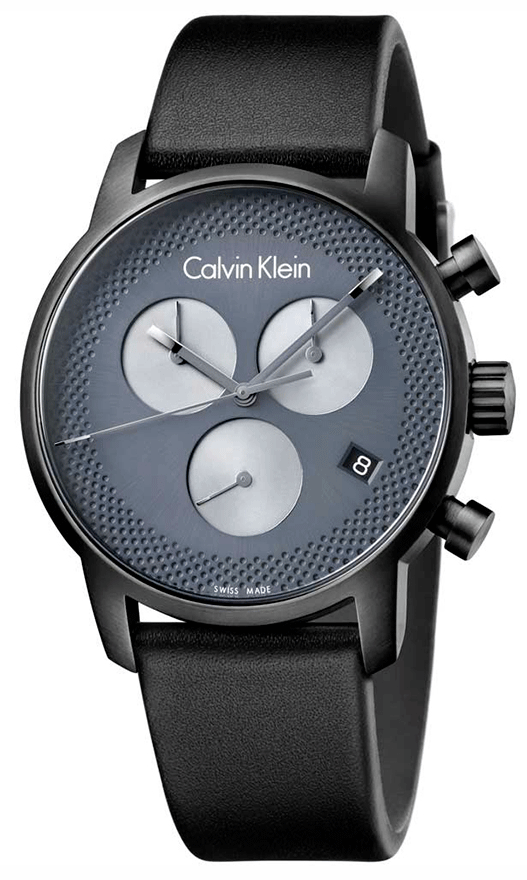  Shop Authentic Calvin Klein City Chronograph Grey Dial Black Leather Strap Watch for Men - K2G177C3 - Luxxuri