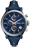  Shop Authentic Fossil Boyfriend Sport Chronograph Blue Dial Blue Leather Strap Watch for Women - ES4113 - Luxxuri