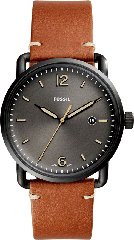  Shop Authentic Fossil Commuter Three Hand Date Black Dial Brown Leather Strap Watch for Men - FS5276 - Luxxuri