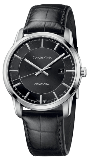  Shop Authentic Calvin Klein Infinity Automatic Black Dial Black Leather Strap Watch for Men - K5S341C1 - Luxxuri