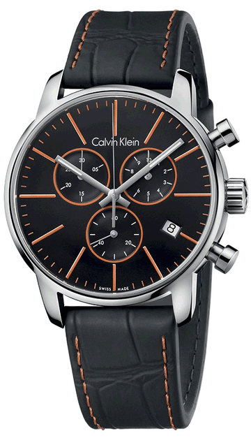 Shop Authentic Calvin Klein City Chronograph Black Dial Black Leather Strap Watch for Men - K2G271C1 - Luxxuri