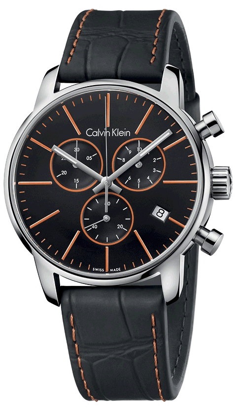  Shop Authentic Calvin Klein City Chronograph Black Dial Black Leather Strap Watch for Men - K2G271C1 - Luxxuri