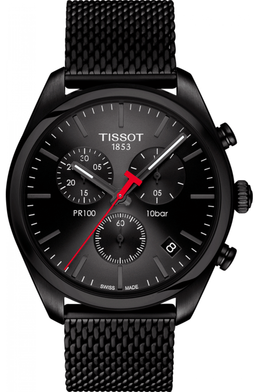  Shop Authentic Tissot T Classic PR 100 Chronograph Black Dial Black Mesh Bracelet Watch For Men - T101.417.33.051.00 - Luxxuri